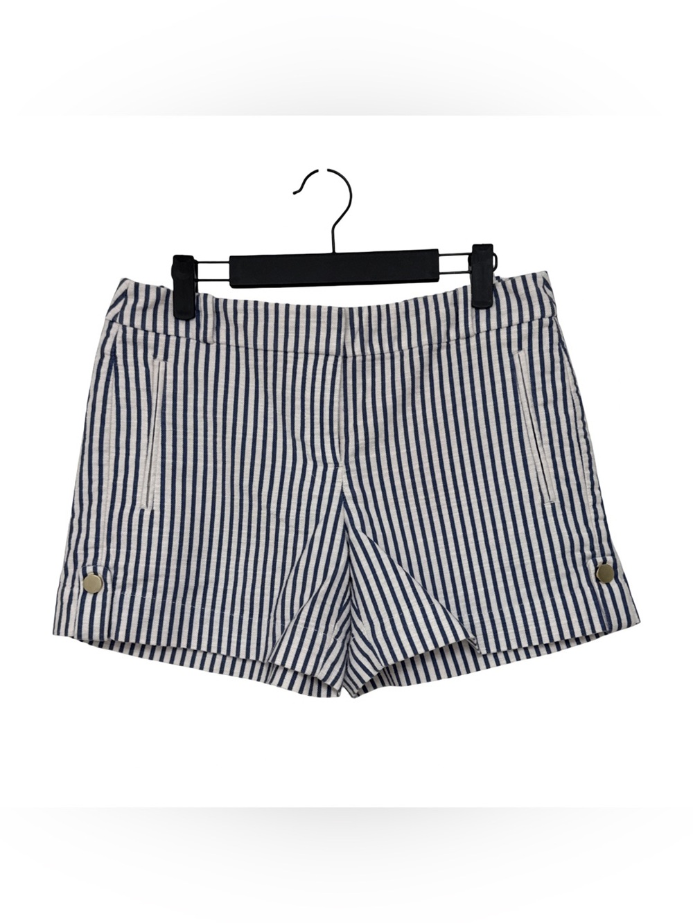 White House Black Market Striped Blue and White Shorts Women’s 6